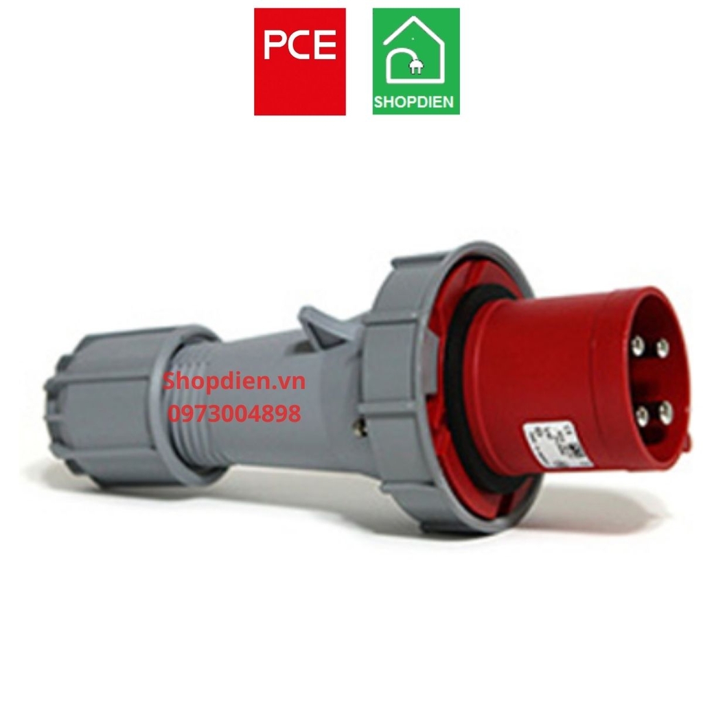 Phích cắm công nghiệp kín nước 4P (3P+E) 63A IP67 PCE F034-6 Plug