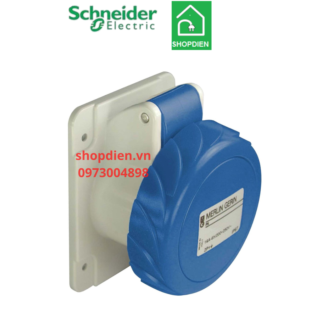 PKF32G723 Schneider Ổ cắm công nghiệp 3P 32A IP67 loại âm dạng thẳng 2P+E