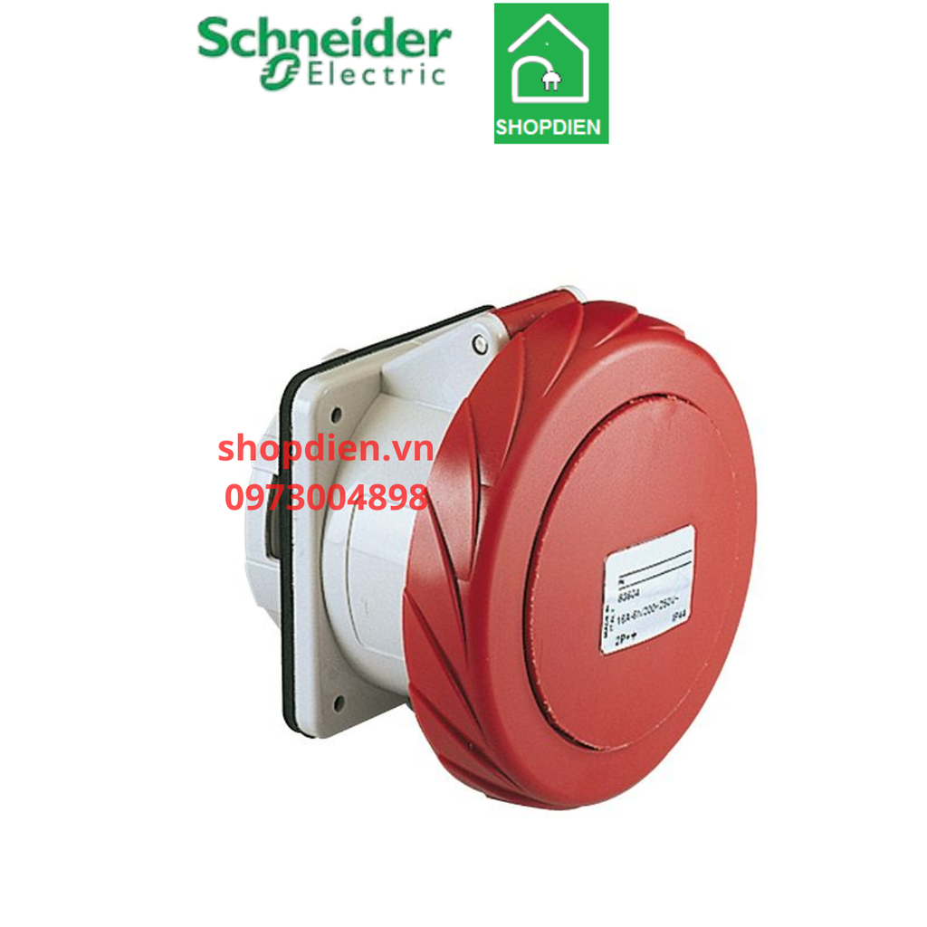 PKF32G735 Schneider Ổ cắm công nghiệp 5P 32A IP67 loại âm dạng thẳng 4P+E