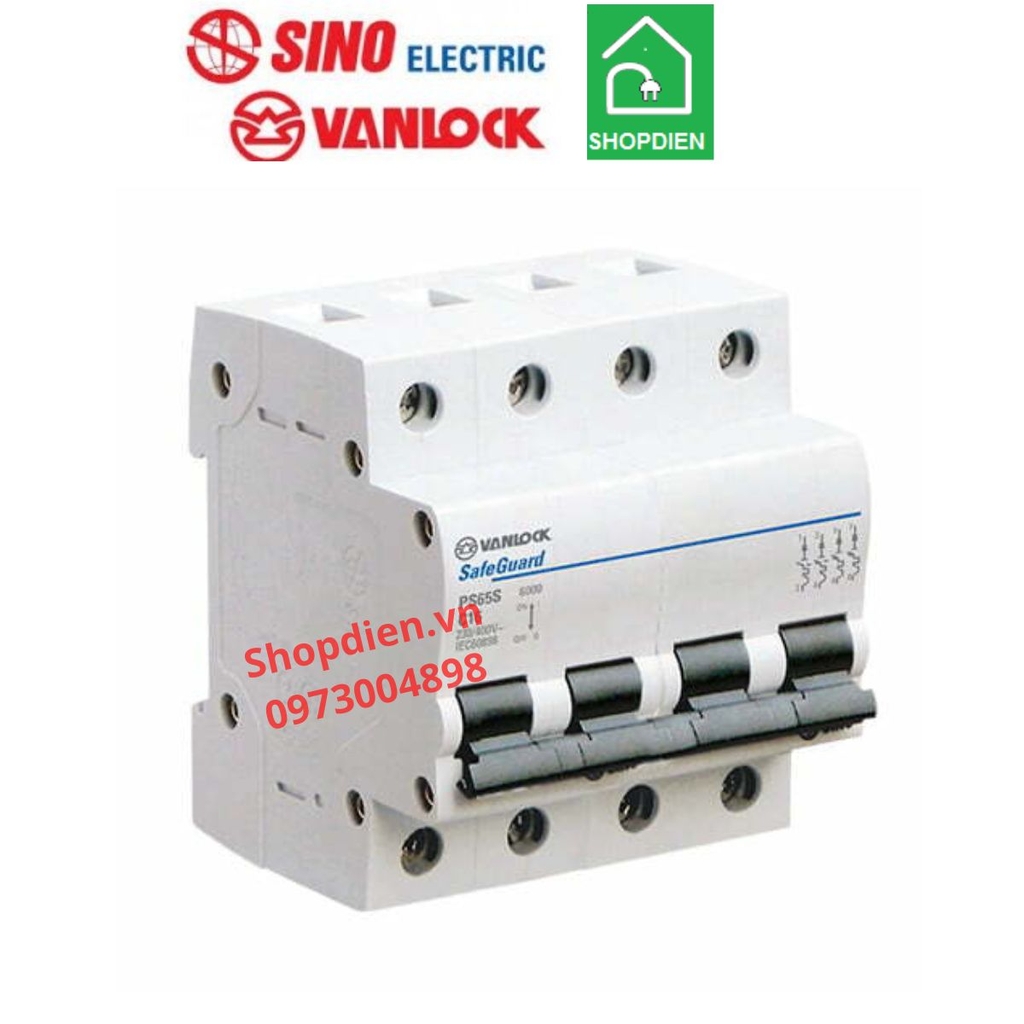 PS65S/C4040 Sino Vanlock MCB 4P 40A 6KA Aptomat cầu dao tự động