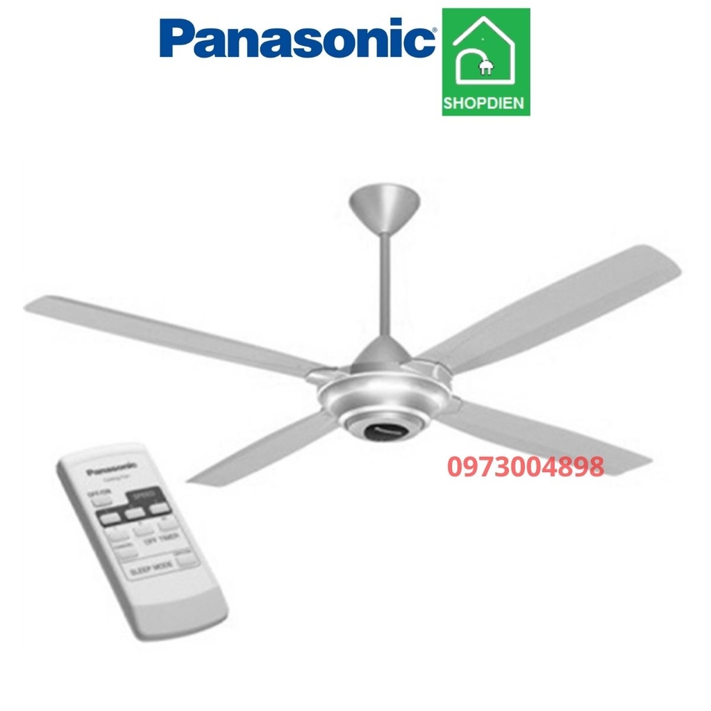 Quạt trần 4 cánh màu bạc Panasonic F-56MZG-S điều khiển từ xa