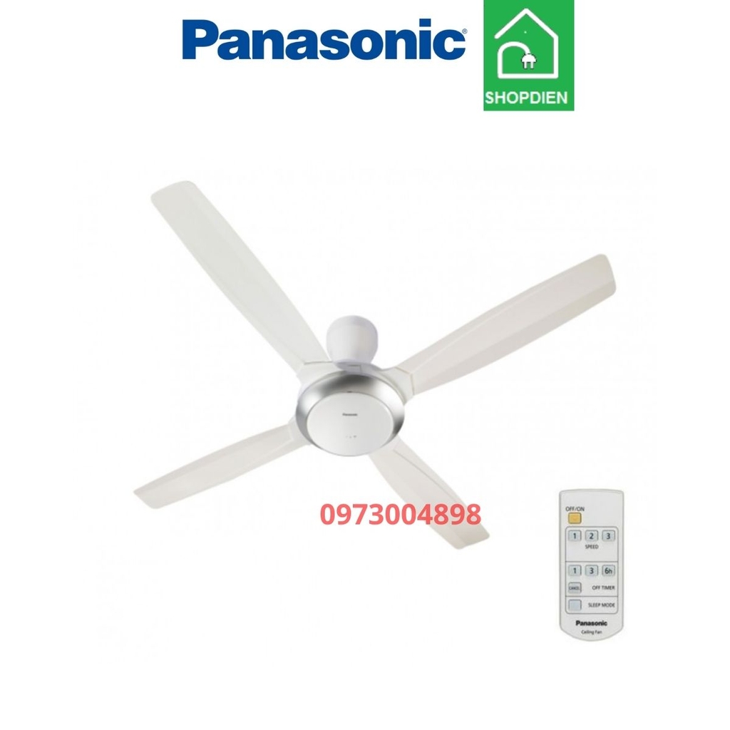 Quạt trần 4 cánh Panasonic F-56XPG-W màu trắng điều khiển từ xa