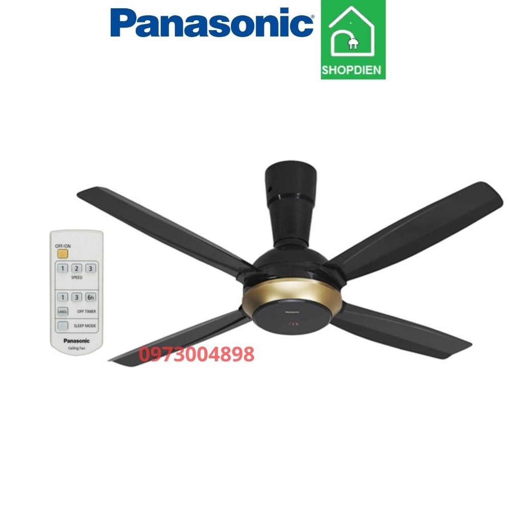 Quạt trần 4 cánh Panasonic F-56XPG màu đen điều khiển từ xa