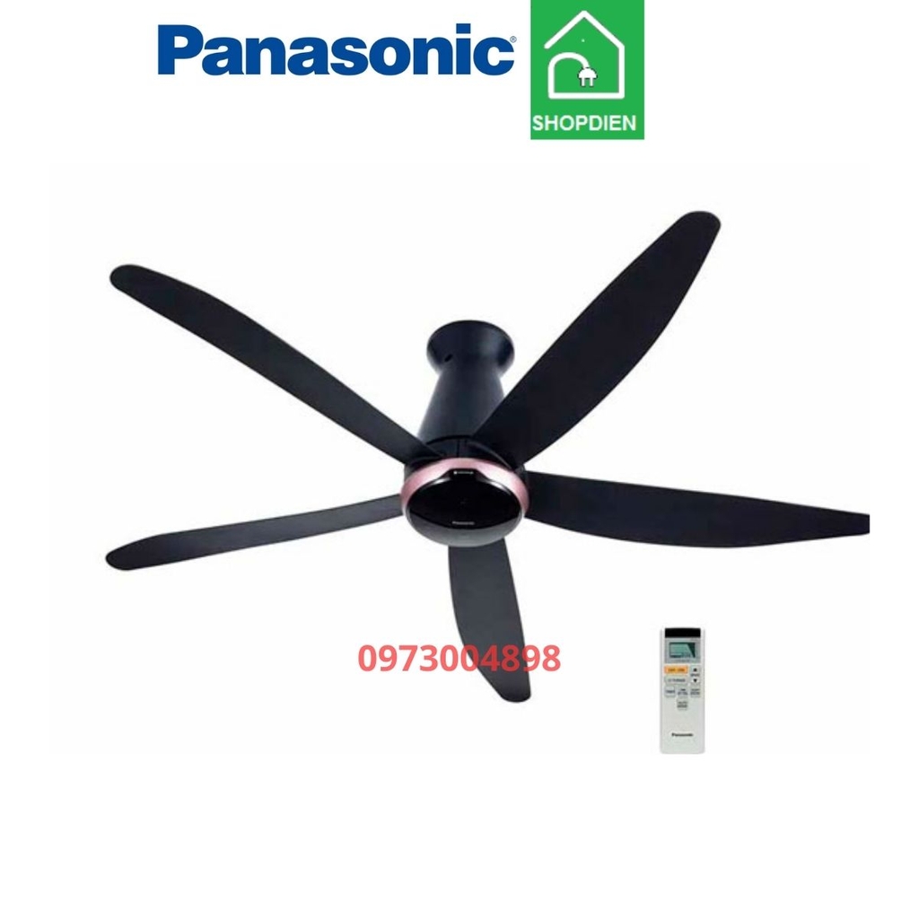 Quạt trần 5 cánh màu đen Panasonic F-60FEN điều khiển từ xa