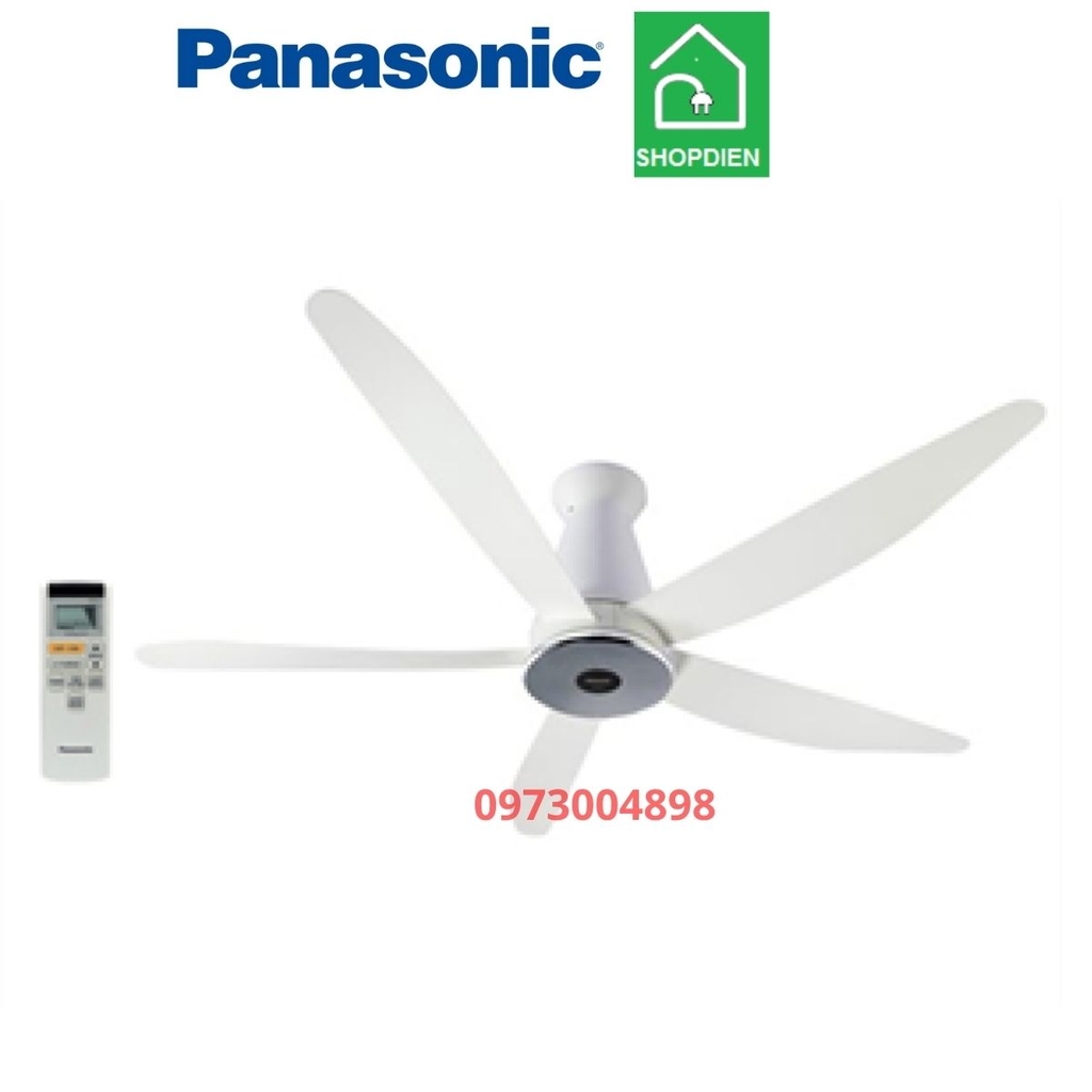 Quạt trần 5 cánh màu trắng Panasonic F-60XDN-W điều khiển từ xa