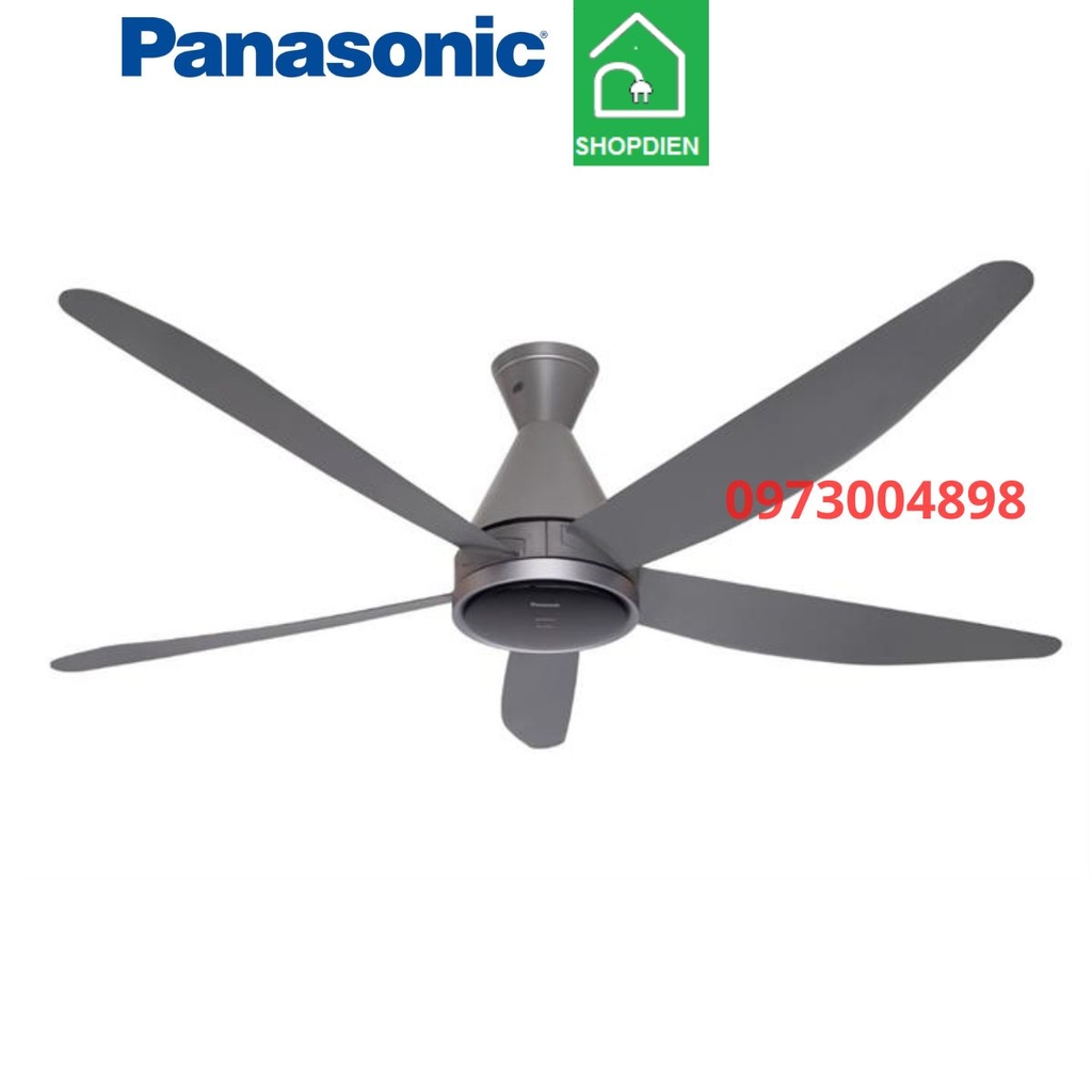 Quạt trần 5 cánh Panasonic F-60HAN màu xám điều khiển từ xa