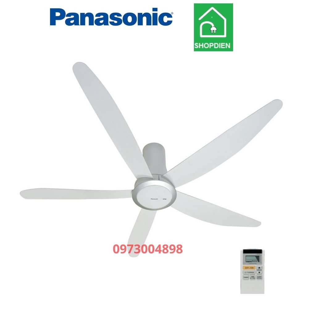Quạt trần 5 cánh trắng Panasonic F-60TDN-S điều khiển từ xa
