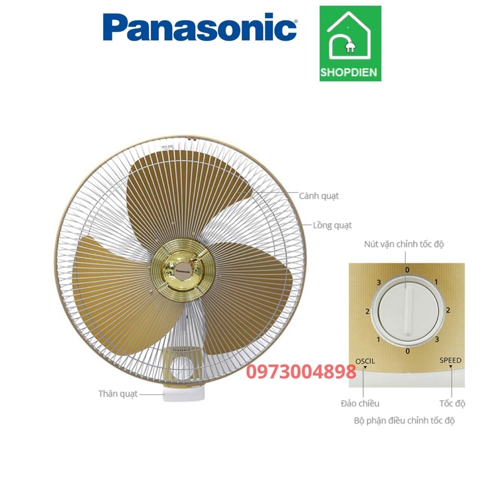 Quạt treo tường Panasonic F-409UGO màu vàng ánh kim