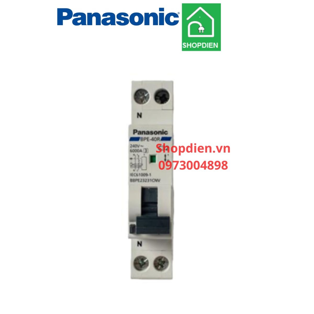 RCBO 2P 20A 6kA 30mA Panasonic BBPE22031CNV Aptomat cầu dao chống dòng rò