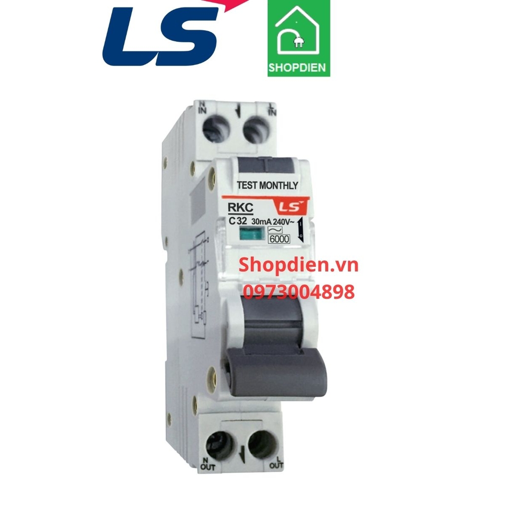 RKC 1P+N LS RCBO 2P 32A 30mA 6kA Aptomat chống rò chống giật
