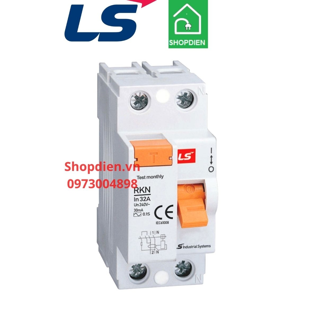 RKN 1P+N LS RCCB 2P 32A 30mA Aptomat chống rò chống giật