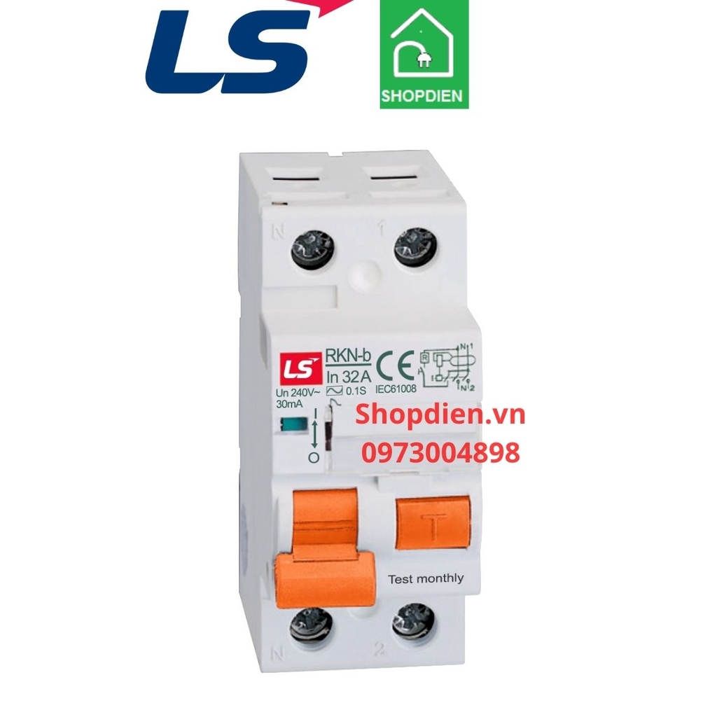 RKN-b 1P+N LS RCCB 2P 32A 30mA 10kA Aptomat chống rò chống giật