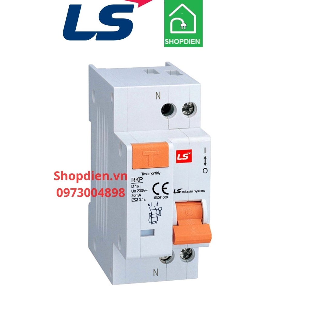 RKP 1P+N LS RCBO 2P 16A 30mA 4.5kA Aptomat chống rò chống giật