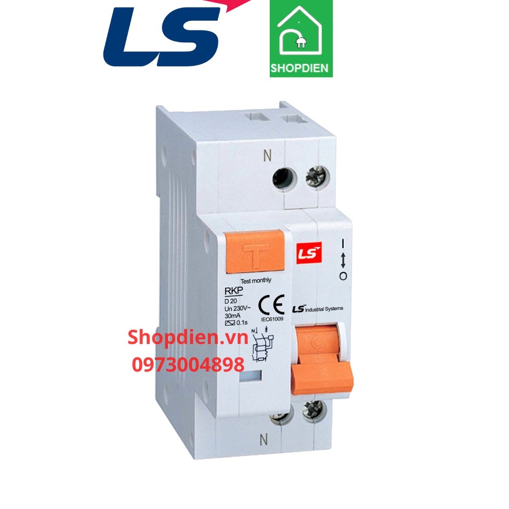RKP 1P+N LS RCBO 2P 20A 30mA 4.5kA Aptomat chống rò chống giật