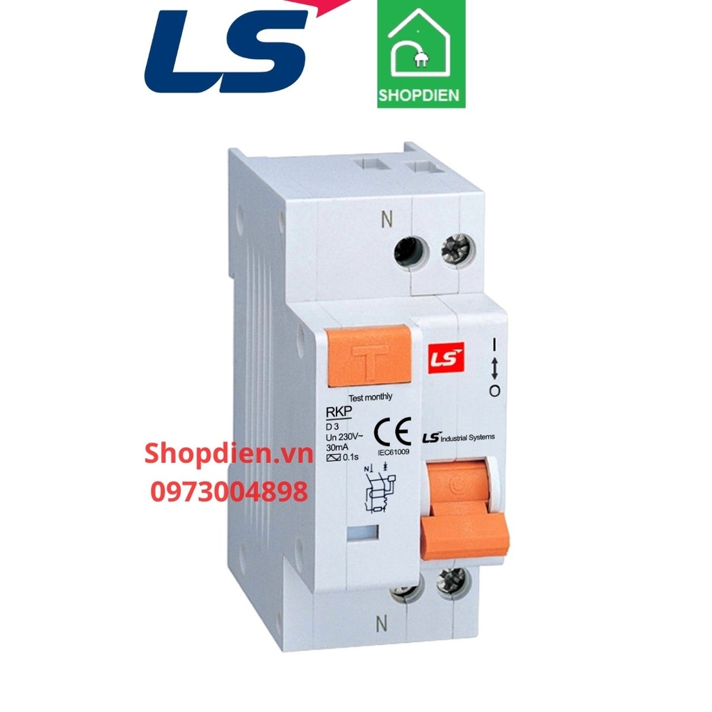 RKP 1P+N LS RCBO 2P 3A 30mA 4.5kA Aptomat chống rò chống giật