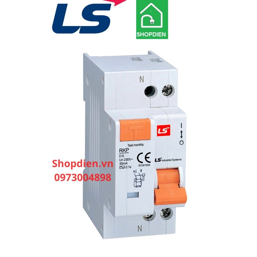 RKP 1P+N LS RCBO 2P 6A 30mA 4.5kA Aptomat chống rò chống giật