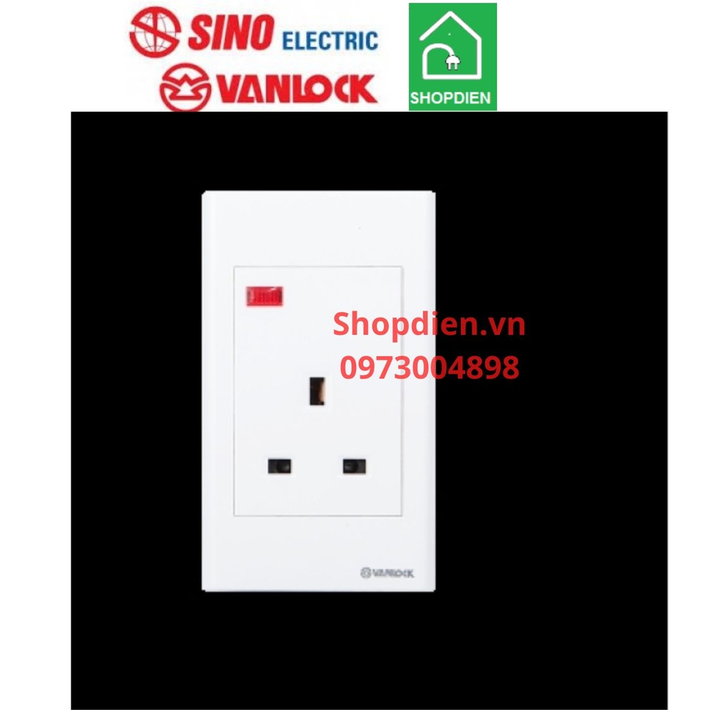 S1813N Sino Ổ cắm 3 chấu vuông kiểu Anh 13A Vanlock S18