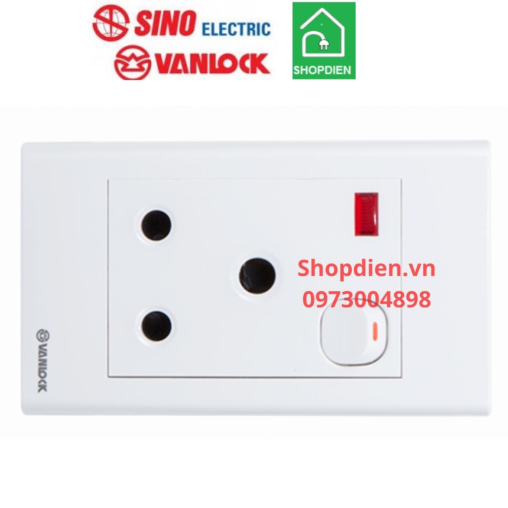 S1815SN Sino Ổ cắm tròn 3 chân kiểu anh có đèn Vanlock S18