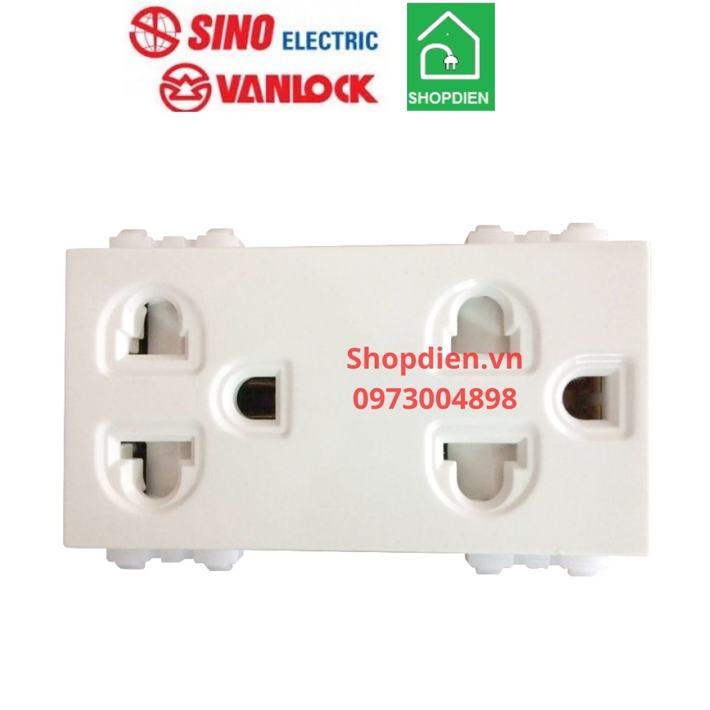 S18CCUE2 Sino Vanlock Ổ cắm đôi 3 chấu S18CC