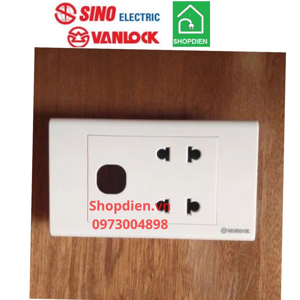 S18U2X SINO Ổ cắm đôi 2 chấu với 1 lỗ Vanlock S18