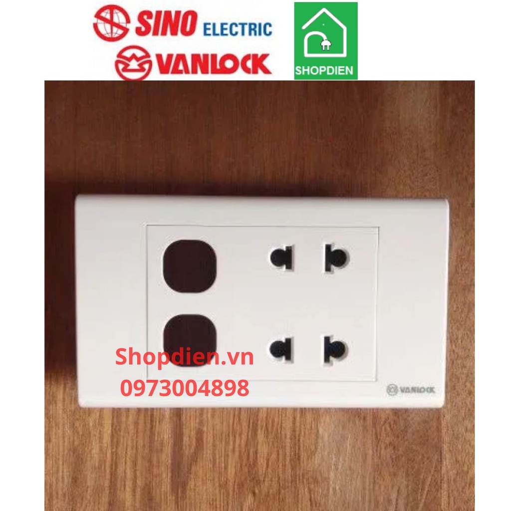 S18U2XX SINO Ổ cắm đôi 2 chấu với 2 lỗ Vanlock S18