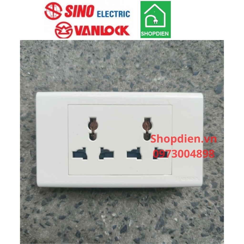 S18UAMD2 SINO Ổ cắm đôi đa năng 3 chấu Vanlock S18