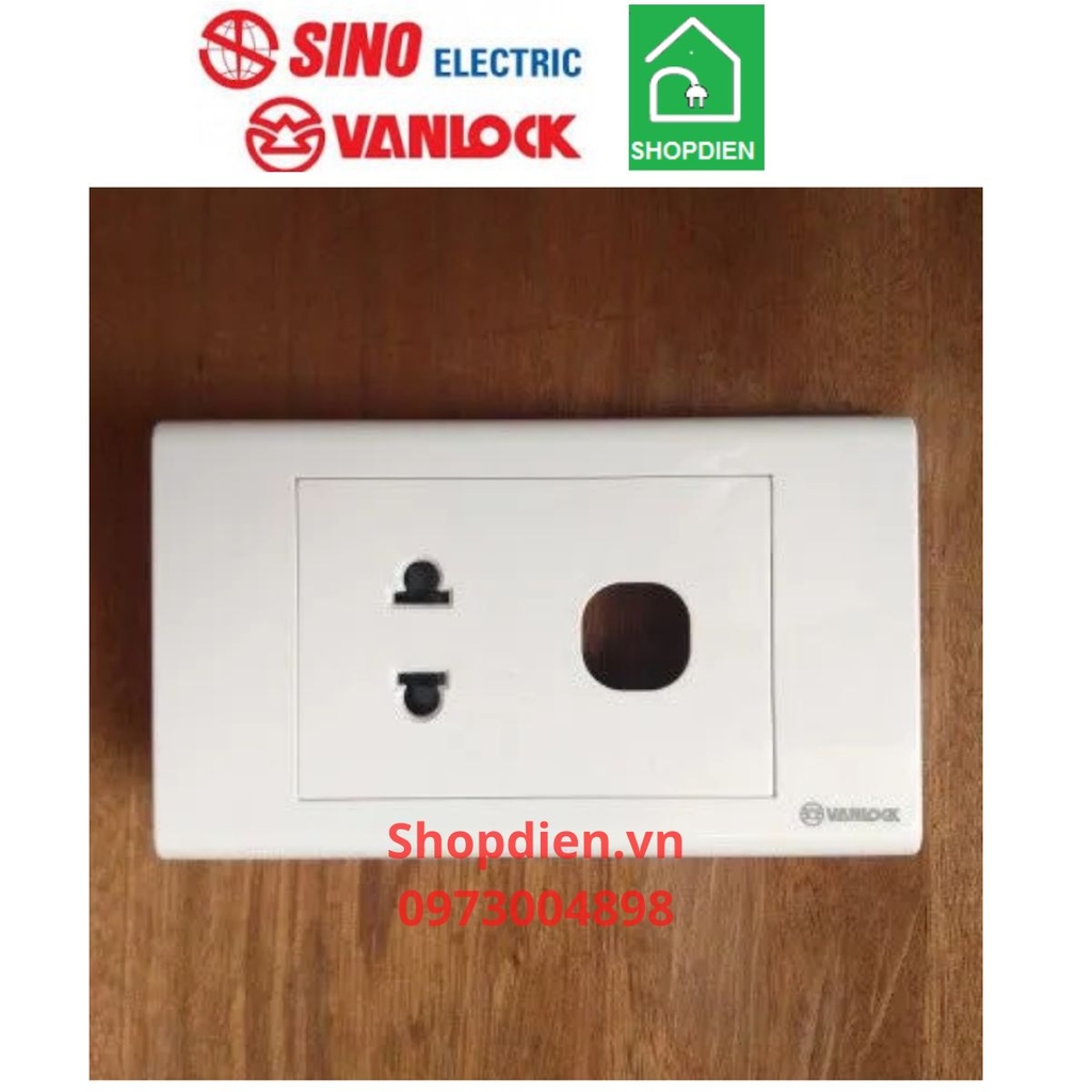 S18UX SINO Ổ cắm đơn 2 chấu với 1 lỗ Vanlock S18