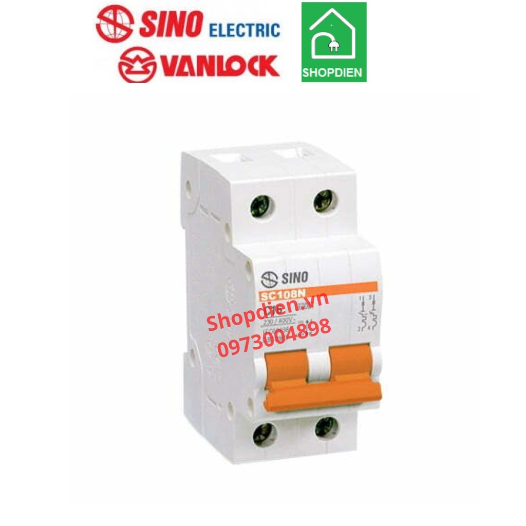 SC108N/C2025 SINO MCB 2P 25A 10KA Aptomat cầu dao tự động