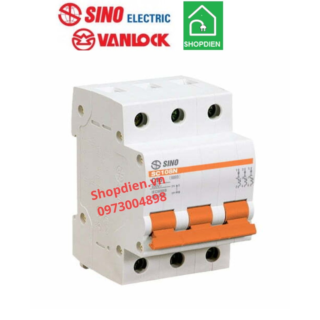 SC108N/C3063 SINO MCB 3P 63A 10KA Aptomat cầu dao tự động