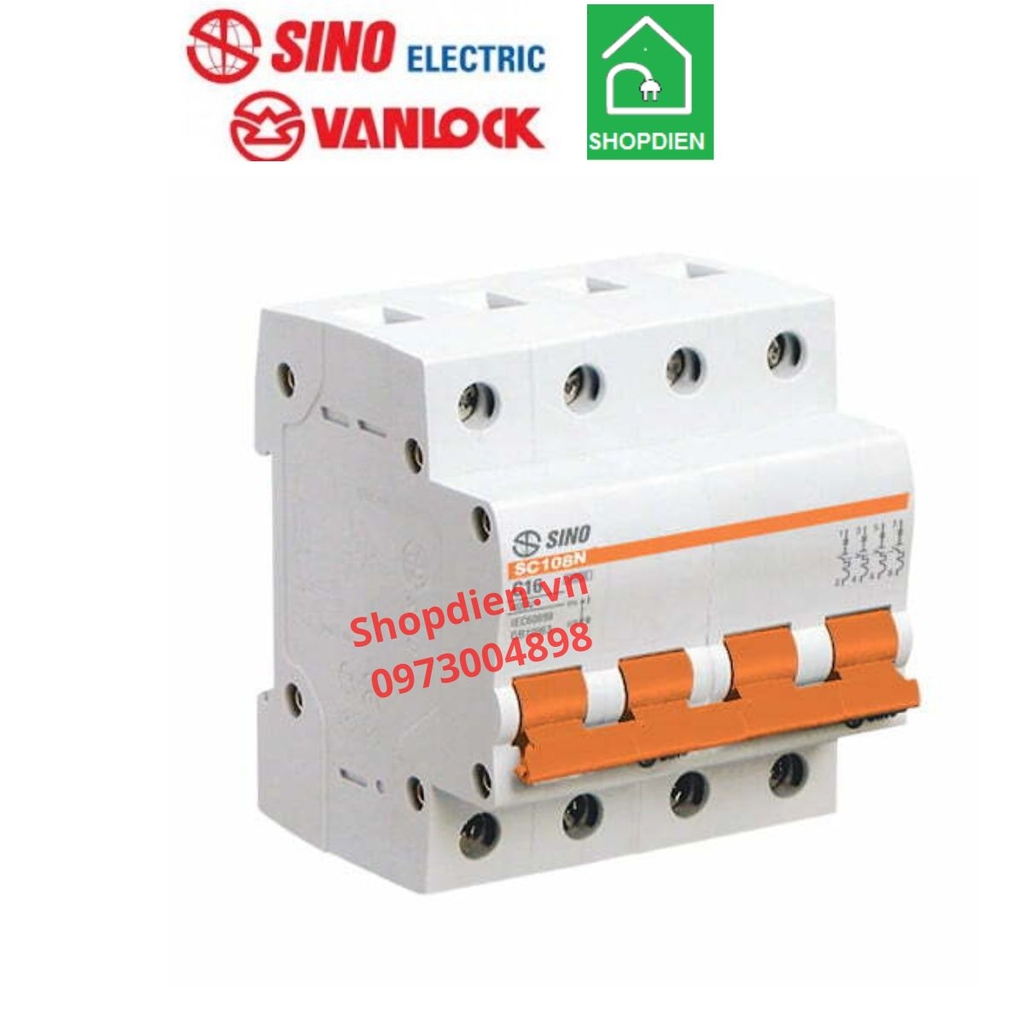 SC108N/C4010 SINO MCB 4P 10A 10KA Aptomat cầu dao tự động