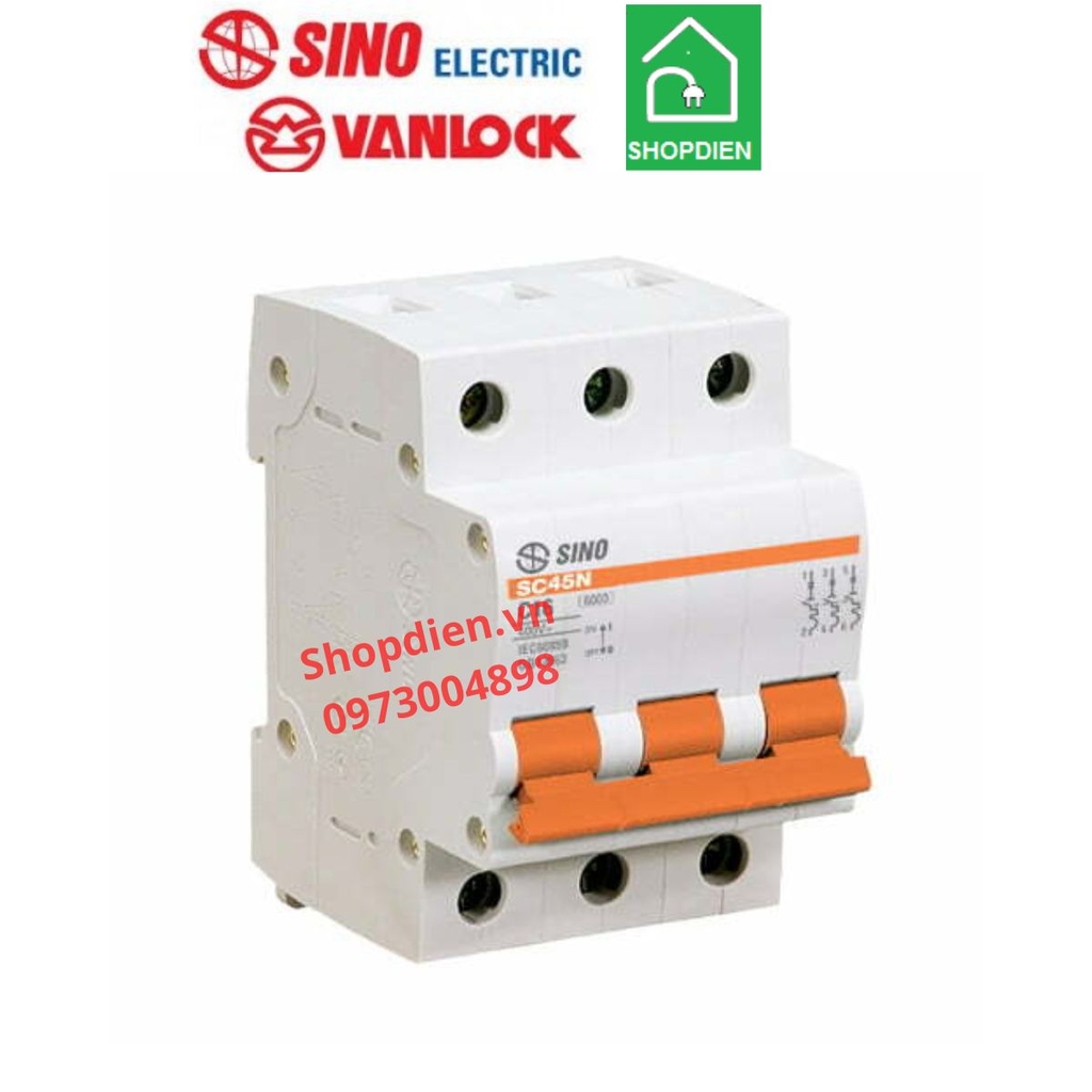 SC45N/C3032 Sino MCB 3P 32A 4.5kA Aptomat cầu dao tự động