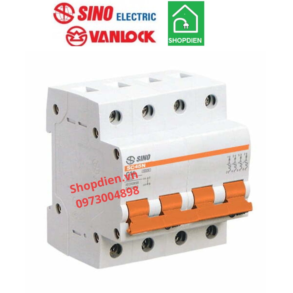 SC45N/C4040 Sino MCB 4P 40A 4.5kA Aptomat cầu dao tự động