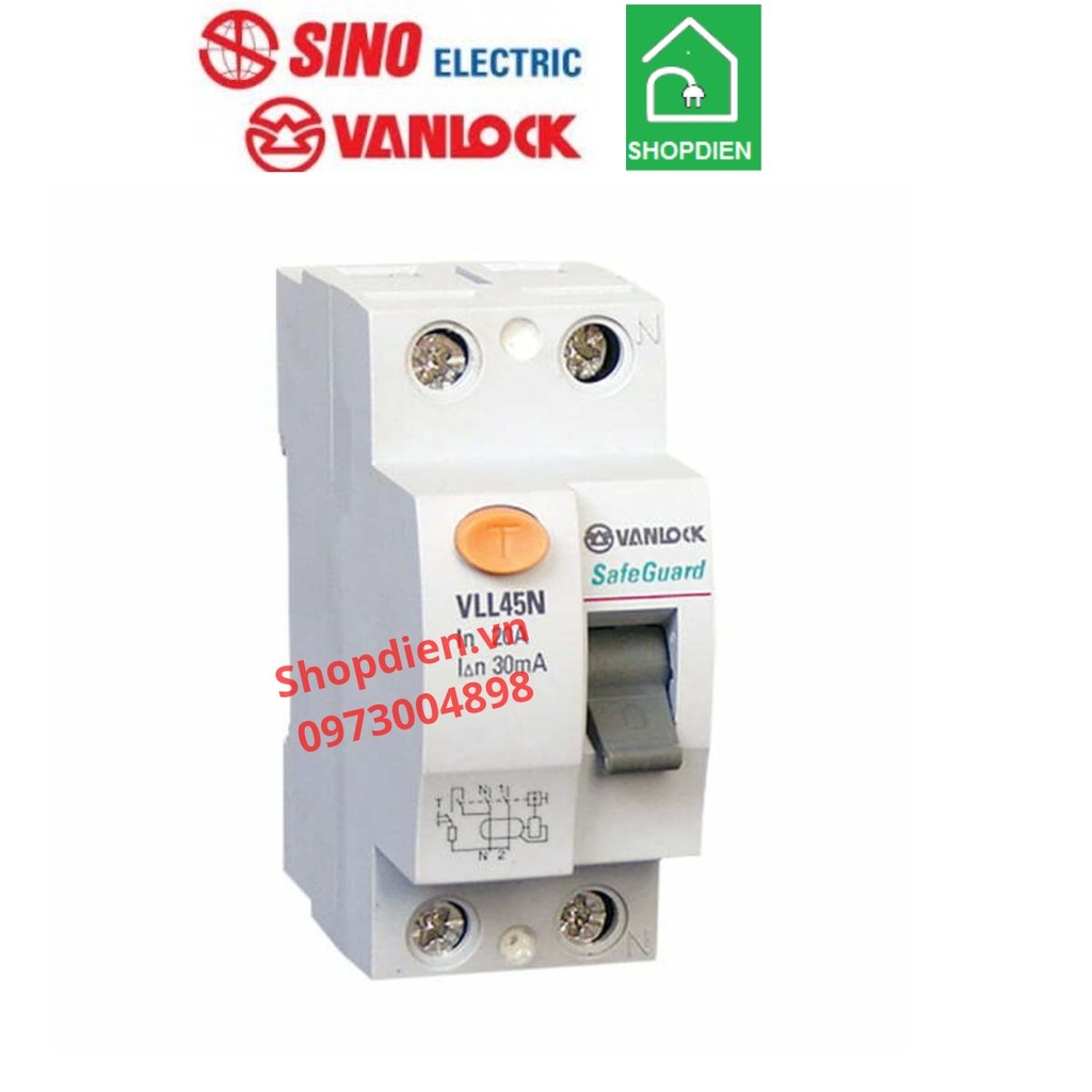 VLL45N/2040/030 Sino Vanlock RCCB 2P 40A 30mA Cầu dao chống rò chống giật