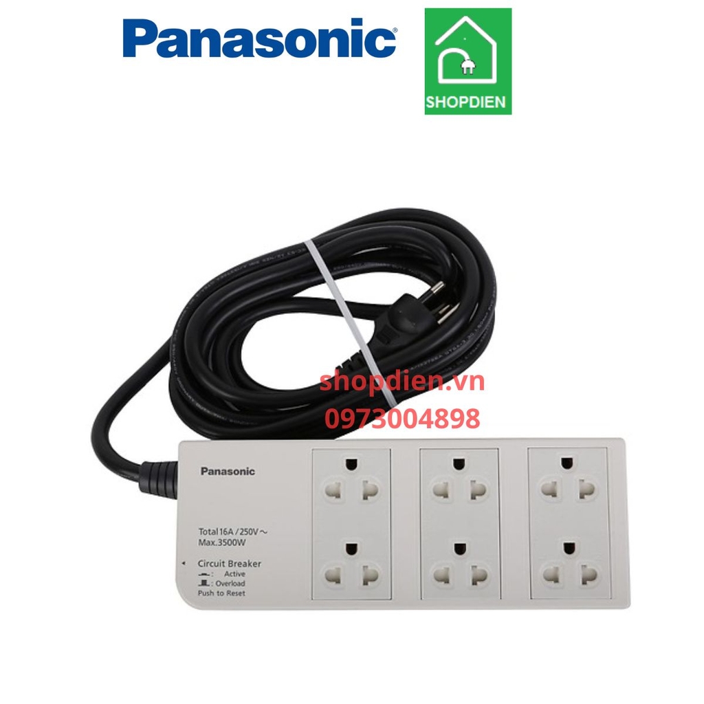 WCHG2636 Panasonic Ổ cắm kéo dài 6 ổ cắm 3m 3500W