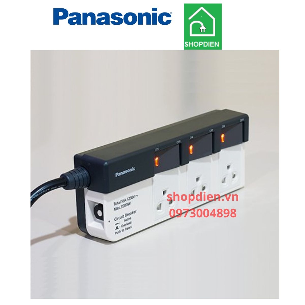 WCHG28334 Panasonic Ổ cắm kéo dài 3 ổ cắm có công tắc 3m 3500W