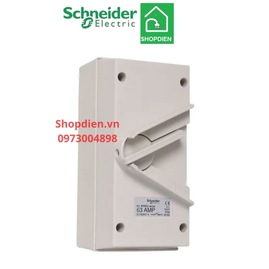 WHD63_GY_G19 SCHNEIDER ISOLATOR 2P 63A Cầu dao ngắt điện chống thấm nước IP66