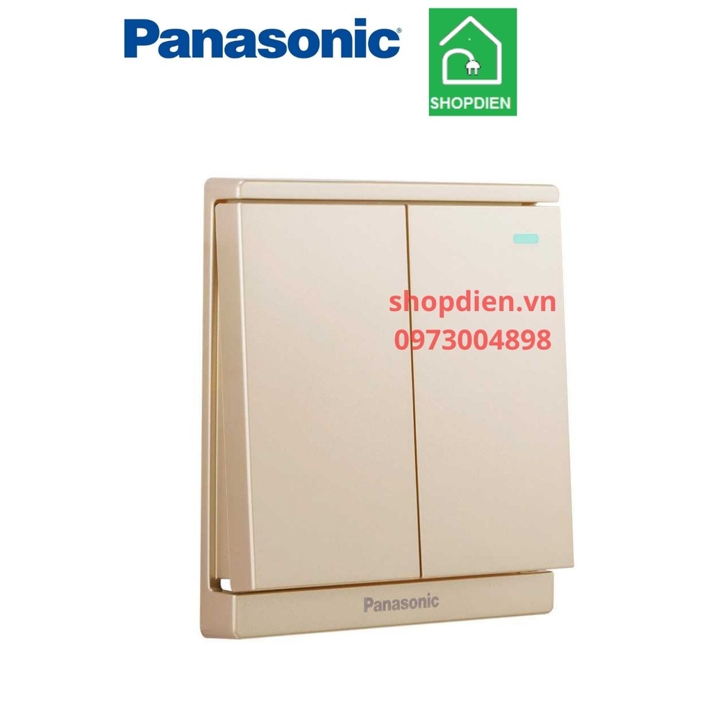 WMF513MYZ-1VN Panasonic Công tắc đôi 1 chiều Moderva màu vàng ánh kim dạ quang
