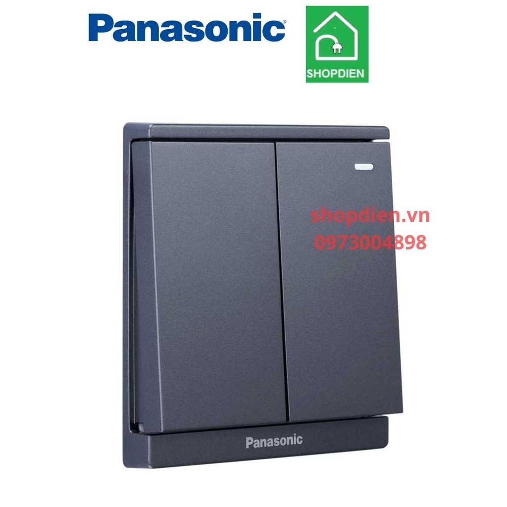 WMF514MYH-1VN Panasonic Công tắc đôi 2 chiều Moderva màu xám ánh kim dạ quang đảo chiều cầu thang
