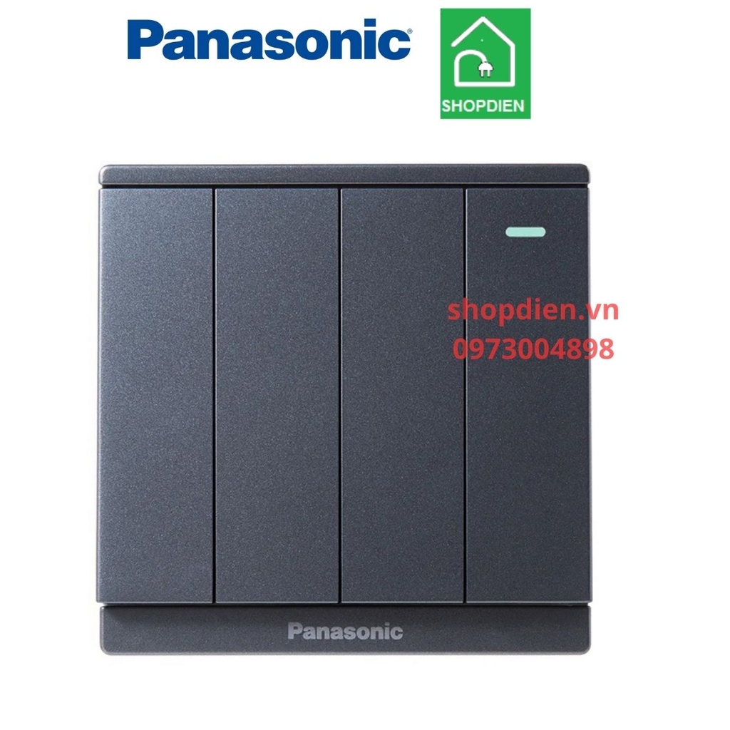 WMF518MYH-1VN Panasonic công tắc bốn 2 chiều Moderva xám ánh kim dạ quang