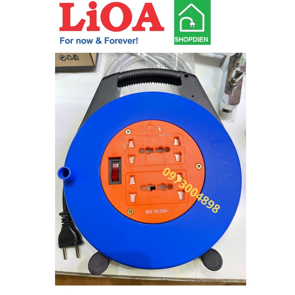 XTDD10-3-10A LIOA Ổ cắm kéo dài Rulo xách tay 4 cổng 10m có tiếp địa
