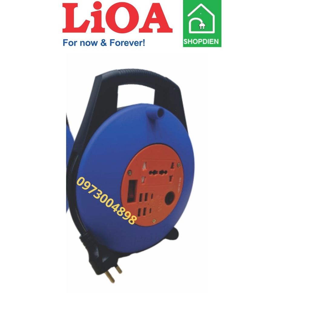 XTDU10-2-10A LIOA Ổ cắm kéo dài Rulo xách tay 4 cổng có USB sạc 10m