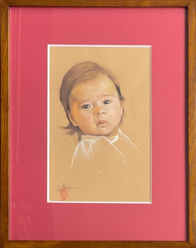 Tranh phấn màu “Chân dung bé Freya An” - Hoạ sĩ Chu Thăng