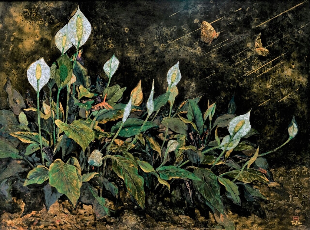 Tranh sơn mài vào không gian phòng khách