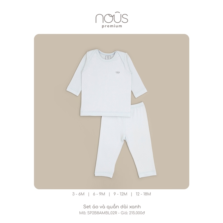 NOUS - Set áo và quần dài xanh - Premium - 3M