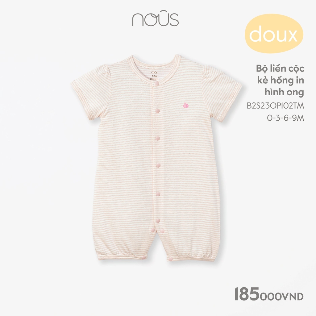 NOUS - Body cộc kẻ hồng in hình ong - Nu Doux - 0M