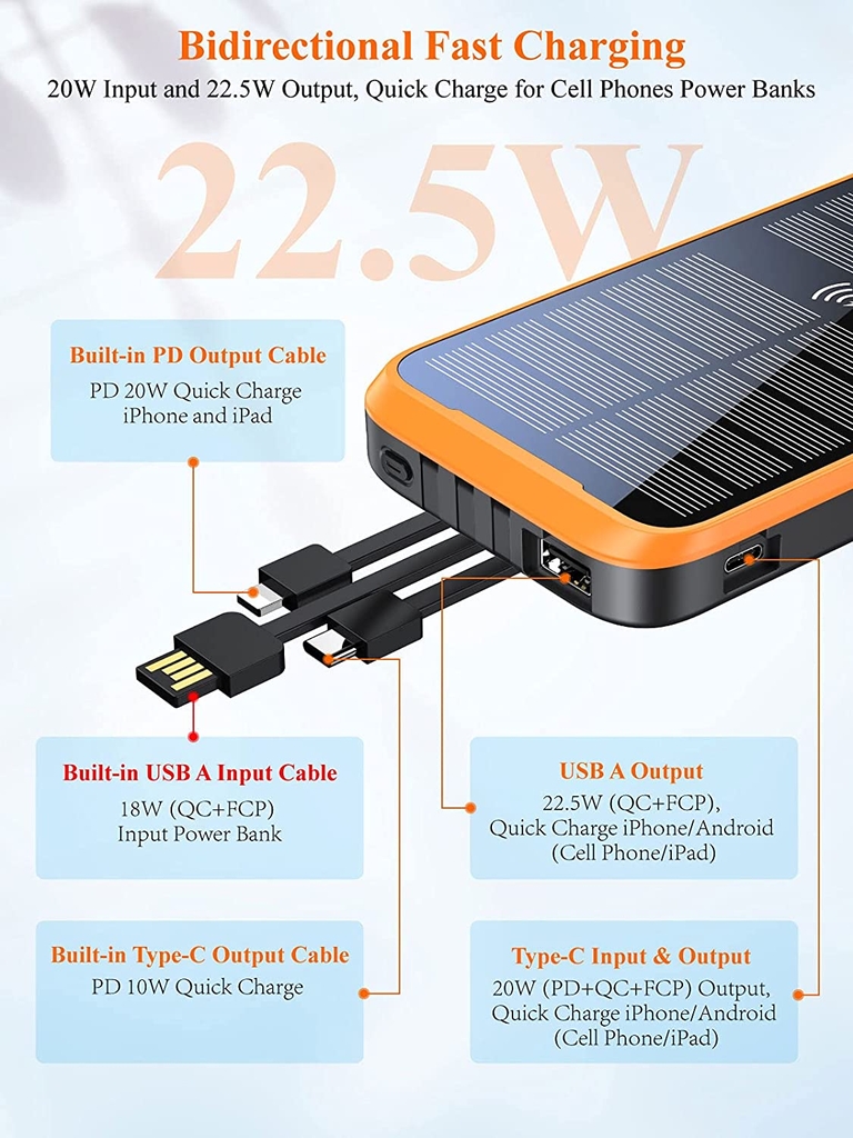 Pin dự phòng năng lượng mặt trời ZONHOOD L3SW 38800mAh