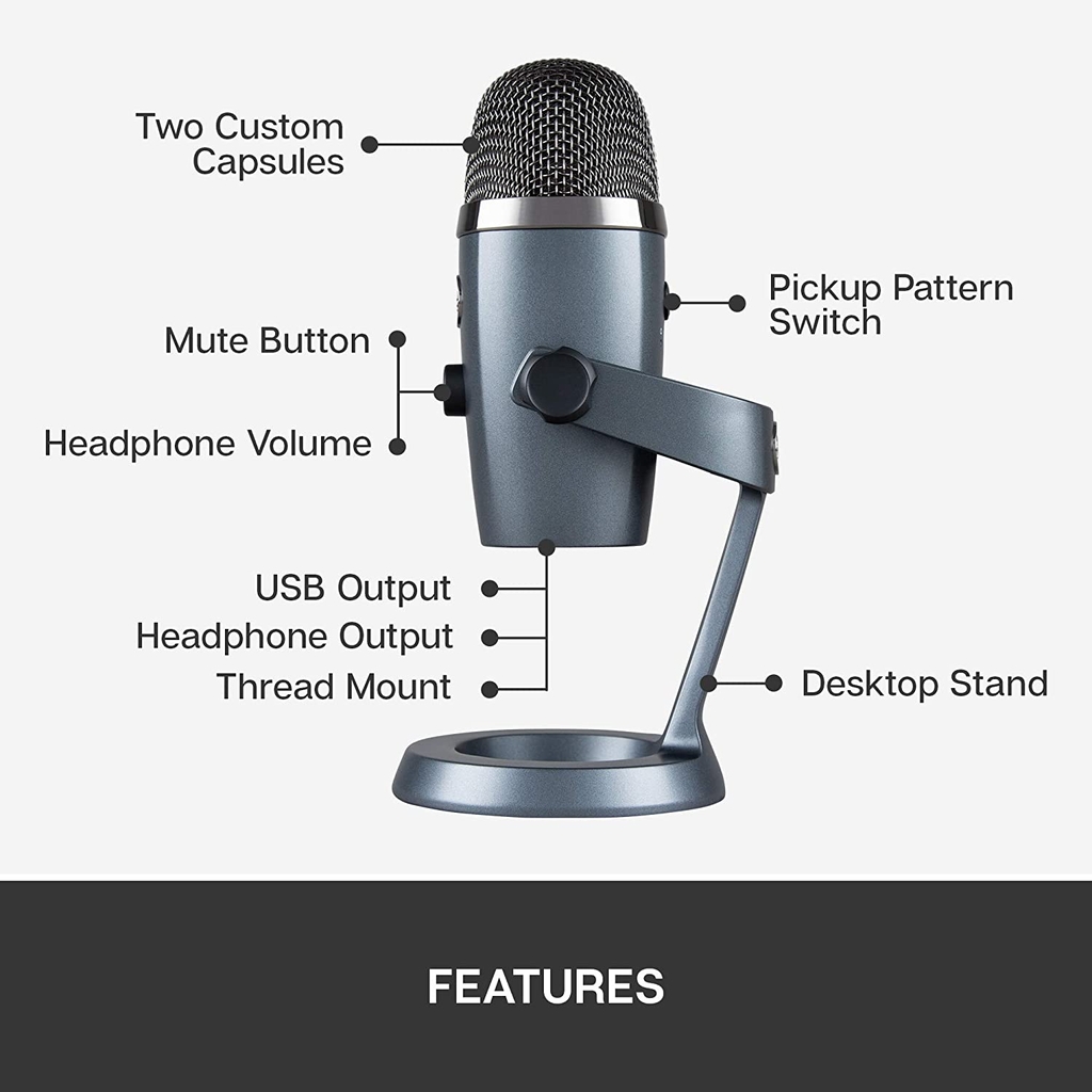 Mic thu âm cao cấp Blue Yeti Nano Premium USB Microphone