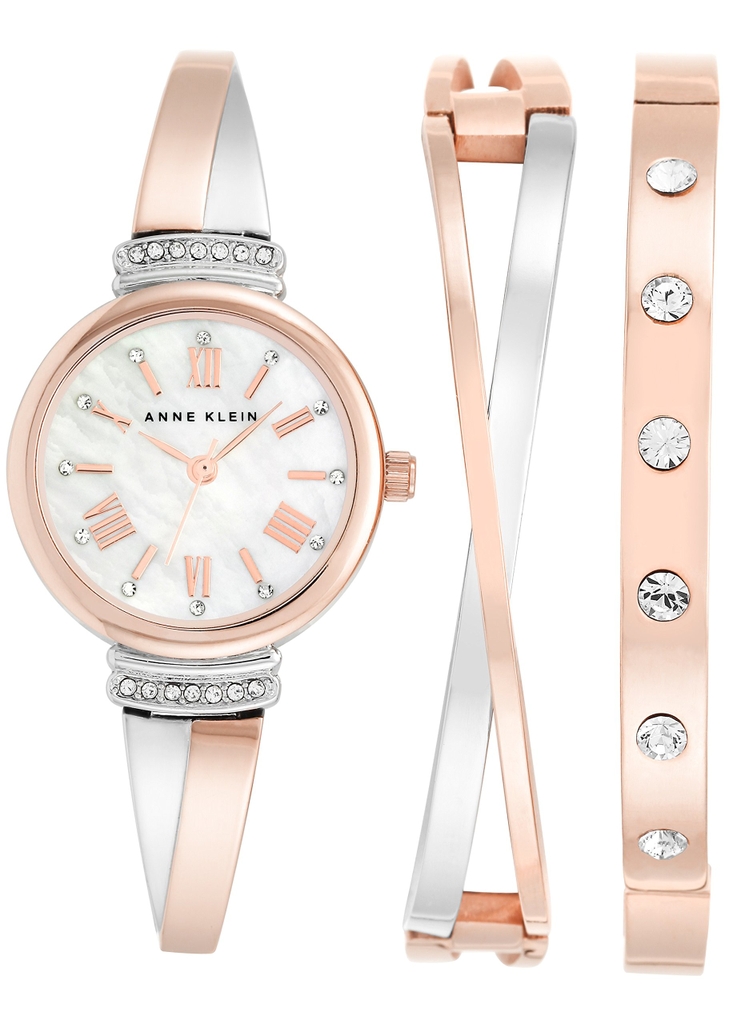 Set Đồng hồ đeo tay và vòng tay cho nữ Anne Klein Women's Swarovski Crystal Accented Rose Gold