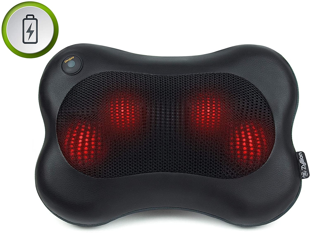 Máy mát xa toàn thân, nhỏ gọn Zyllion Shiatsu Massage Pillow with Heat ZMA-13RB - Black