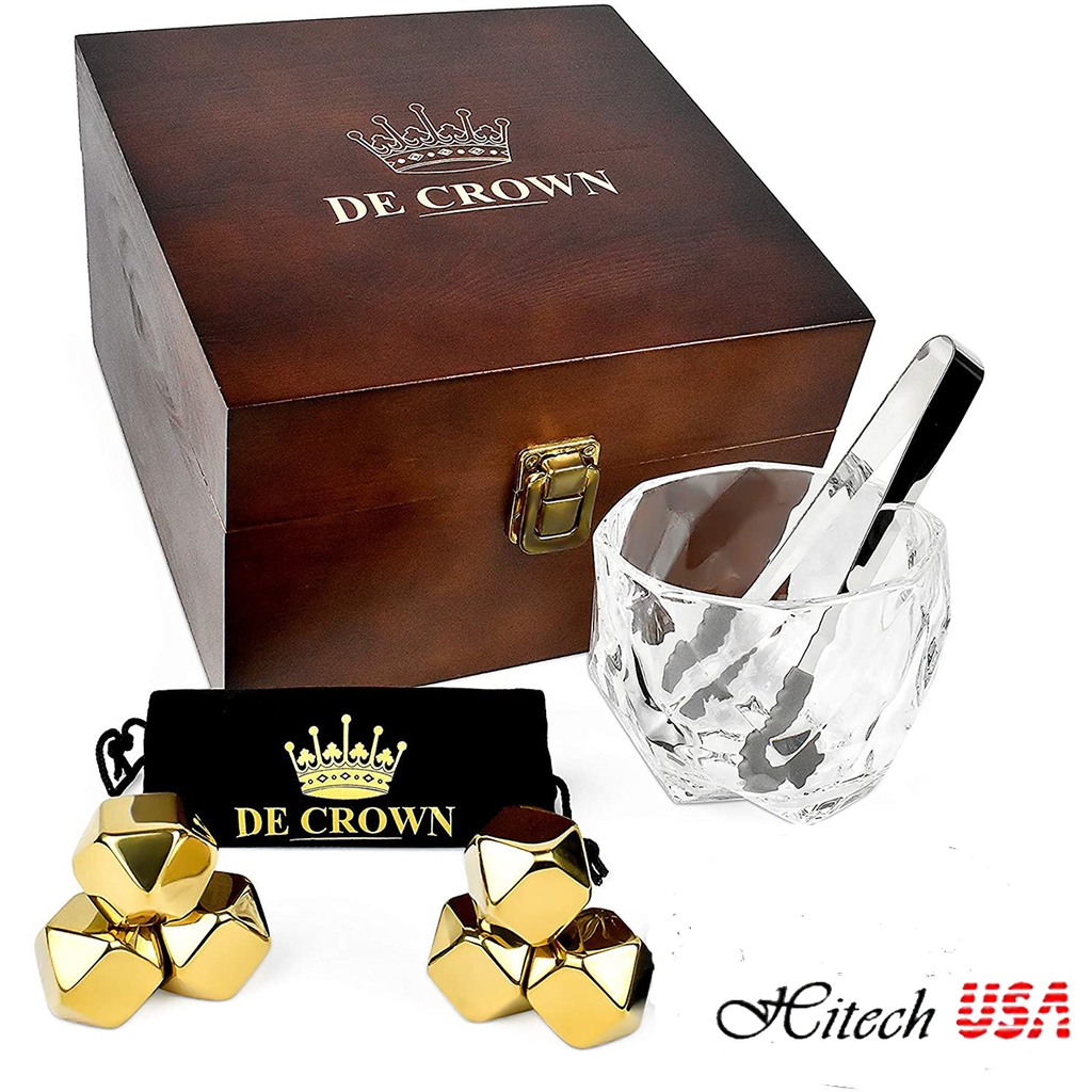 Bộ ly và đá lạnh DE CROWN cho Whiskey